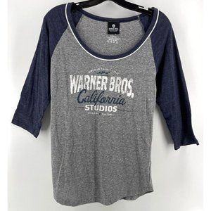Warner Bros Studio Tour Hollywood Womens Graphic T-Shirt Gray 3/4 Sleeves S